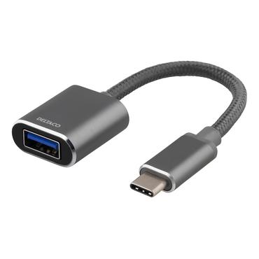 DELTACO - USB typ C-adapter - 24 pin USB-C till USB typ A - 11 cm