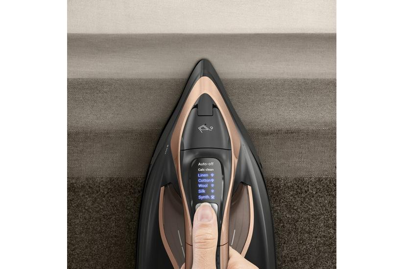 Tefal Ultimate Power Pro FV9E50 T&oslash;r & dampstrygejern Durilium AirGlide Autoclean soleplate 3200 W Sort, Kobberfarve