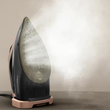 Tefal Ultimate Power Pro FV9E50 T&oslash;r & dampstrygejern Durilium AirGlide Autoclean soleplate 3200 W Sort, Kobberfarve