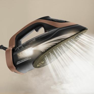 Tefal Ultimate Power Pro FV9E50 T&oslash;r & dampstrygejern Durilium AirGlide Autoclean soleplate 3200 W Sort, Kobberfarve