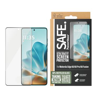 PanzerGlass SAFE. by &reg; Sk&aelig;rmbeskyttelse m. Sort Ramme Motorola Edge 60 | 60 Pro | 60 Fusion | Ultra-Wide Fit