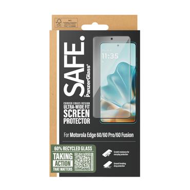 PanzerGlass SAFE. by &reg; Sk&aelig;rmbeskyttelse m. Sort Ramme Motorola Edge 60 | 60 Pro | 60 Fusion | Ultra-Wide Fit