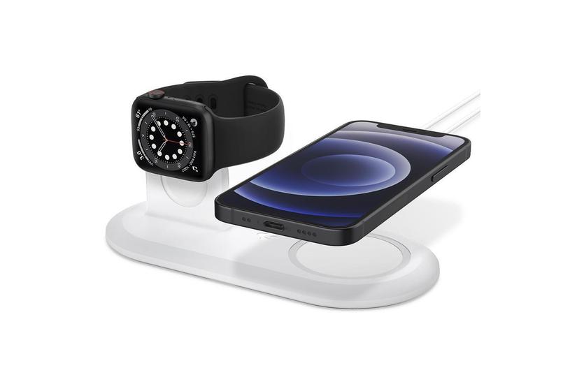 Spigen AMP02797 oplader til mobil enhed Smartphone, SmartWatch Hvid Trådløs opladning Indendørs