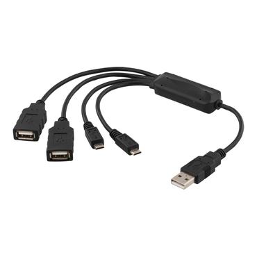 DELTACO USB 2.0 til 2X USB A & 2X micro USB B