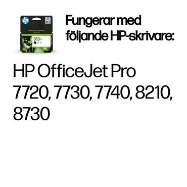 HP Original 953XL-blækpatron med høj kapacitet, sort