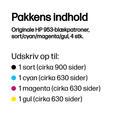 HP Originale 953-blækpatroner, sort/cyan/magenta/gul, 4 stk.