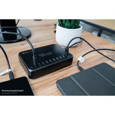 GC USB-Desktop-Schnellladestation 200W, 10-Port (10x USB-C&trade;), schwarz