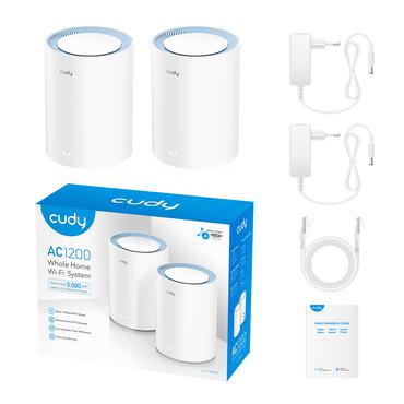 Cudy M1200 2-PACK mesh Wi-Fi-system Dual-band (2,4 GHz / 5 GHz) Wi-Fi 5 (802.11ac) Hvid 1 Intern