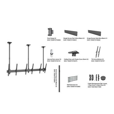 Multibrackets M Pro MBC3UPHD monteringssats - f&ouml;r 3 LCD/plasmapaneler - svart