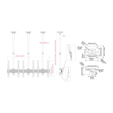 Multibrackets M Pro MBC3UPHD monteringssats - f&ouml;r 3 LCD/plasmapaneler - svart