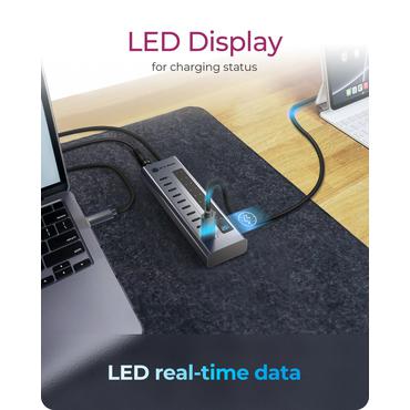 ICY BOX IB-HUB1450-C31 10000 Mbit/s Anthracit