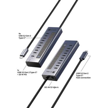 ICY BOX IB-HUB1450-C31 10000 Mbit/s Anthracit