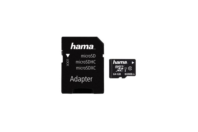 Hama microSDXC Class 10 UHS-I 80MB/s 64GB inkl. Adapter / Mobile