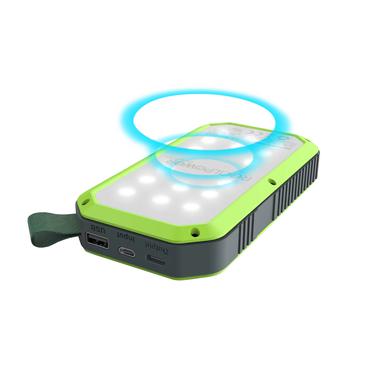 RealPower PB-10000 Solar Lithium polymer (LiPo) 10000 mAh Trådløs opladning Sort, Grøn