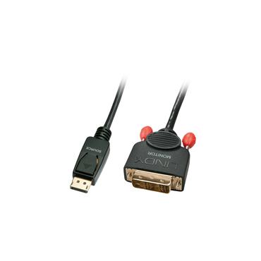 Lindy 41489 videokabel adapter 0,5 m DisplayPort DVI-D Sort