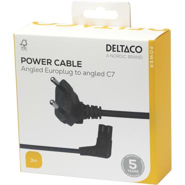 DELTACO - strömkabel - Eurokontakt till power IEC 60320 C7 - 3 m