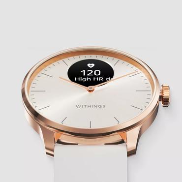 Withings ScanWatch Light - guldrosa rostfritt st&aring;l - smart klocka med band - sand