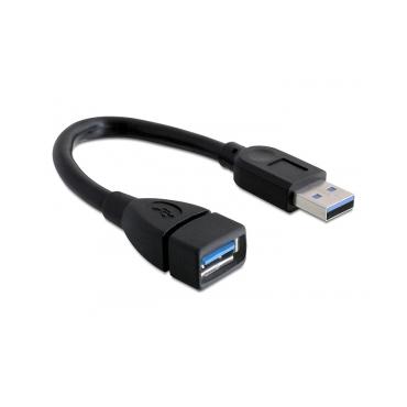 Delock - USB-f&ouml;rl&auml;ngningskabel - USB typ A till USB typ A - 15 cm