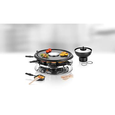 UNOLD RACLETTE 48726 Multi 4 in 1 - raclette/fondue/grill/het sten - rostfritt st&aring;l/svart