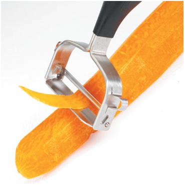 GEFU - skrællekniv - rustfrit stål - sort håndtag