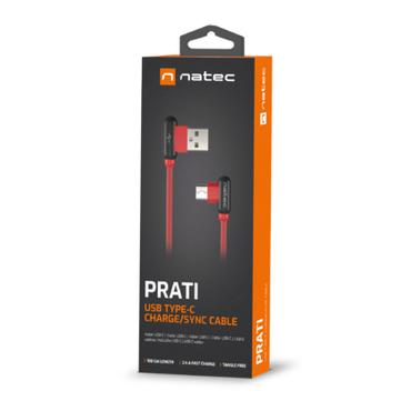 NATEC NKA-1201 USB-kabel USB 2.0 1 m USB A USB C Sort, R&oslash;d