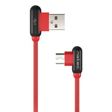 NATEC NKA-1201 USB-kabel USB 2.0 1 m USB A USB C Sort, R&oslash;d