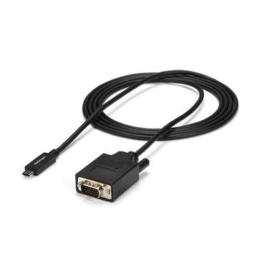 StarTech.com 2 m USB-C till VGA-kabel - 1920 x 1200 - Svart - video/USB-kabel - 24 pin USB-C till HD-15 (VGA) - 2 m