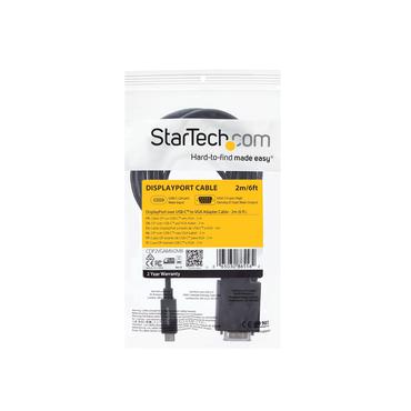 StarTech.com 2 m USB-C till VGA-kabel - 1920 x 1200 - Svart - video/USB-kabel - 24 pin USB-C till HD-15 (VGA) - 2 m