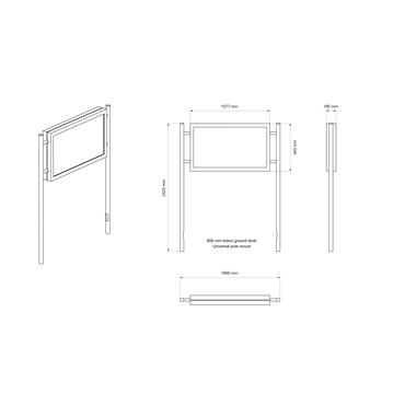 Multibrackets M Pro Series h&ouml;lje - Antist&ouml;ld - f&ouml;r platt panel - utomhus, totem, landskap - svart