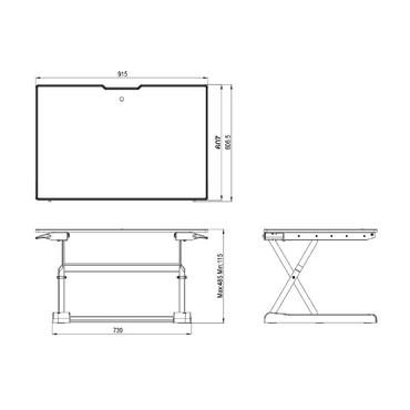 M Deskstand Workstation I - skrivbord för sittande/stående - rektangulär - svart