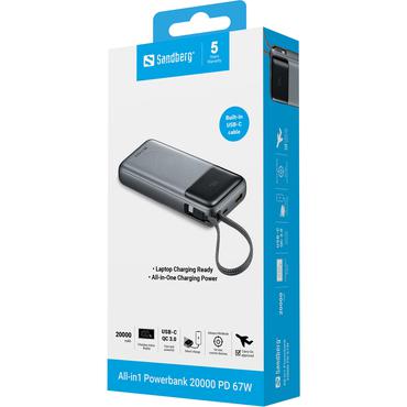 Sandberg 421-29 powerbank Lithium polymer (LiPo) 20000 mAh Sort, Grå
