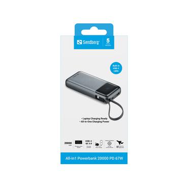 Sandberg 421-29 powerbank Lithium polymer (LiPo) 20000 mAh Sort, Grå
