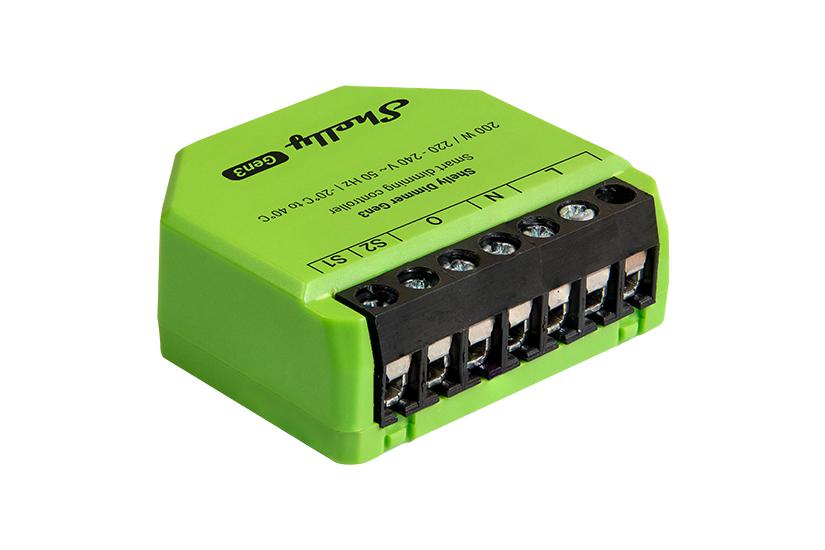 Shelly Dimmer Gen3 Indbygget Lysd&aelig;mper Sort, Lime