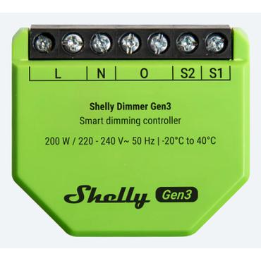 Shelly Dimmer Gen3 Indbygget Lysd&aelig;mper Sort, Lime