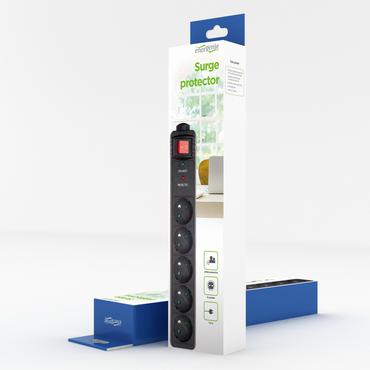 Gembird SPF5-C-10 oversp&aelig;ndingsbeskytter Sort 5 AC stikkontakt(er) 250 V 3 m