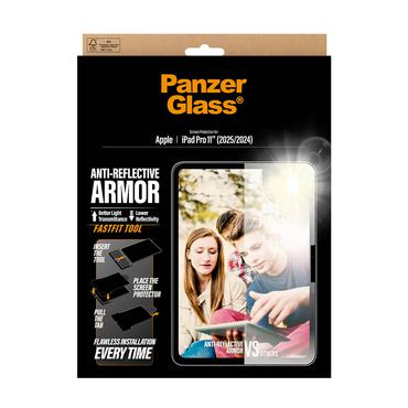 PanzerGlass ® Anti-Reflective Armor Skærmbeskyttelse iPad Pro 11" (2024-2025) | Ultra-Wide Fit m. Fastfit tool