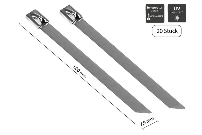 Good Connections Kabelsamler - 500 mm - 20 styck - 304 rostfritt stål - Silver - 7.9 mm