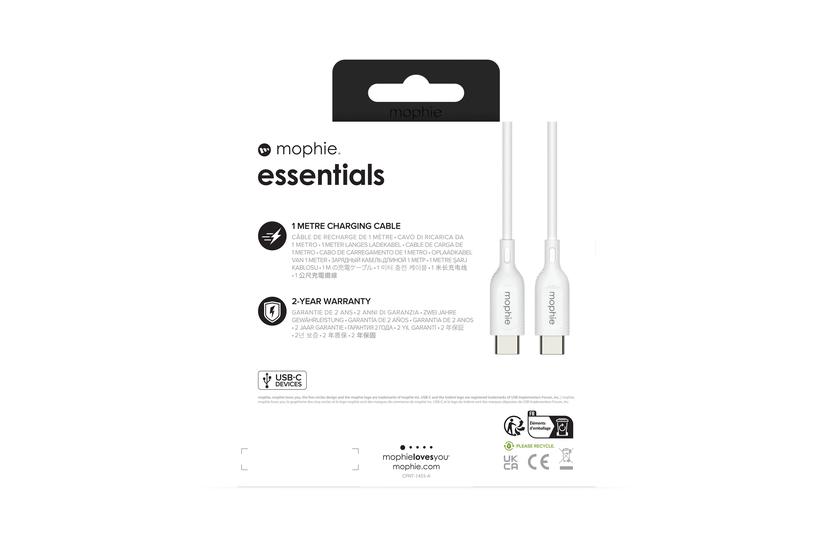 mophie essentials - USB typ C-kabel - 24 pin USB-C till 24 pin USB-C - 1 m