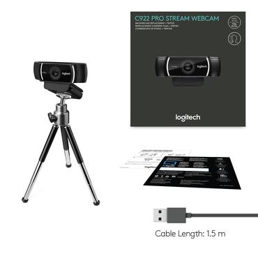 Logitech HD Pro Webcam C922 - Webbkamera - f&auml;rg - 720p, 1080p - H.264