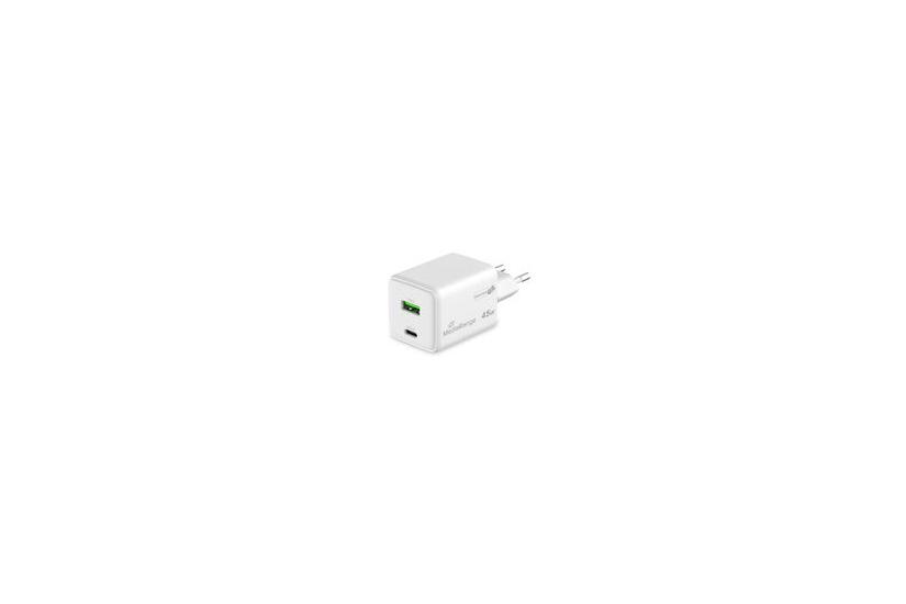 MediaRange Ladegerät 43W 2-Port 1x USB-A/1x USB-C GaN, weiß
