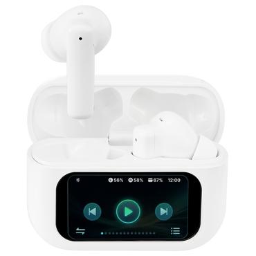 T600 TWS earphones with LCD, ANC and ENC, white