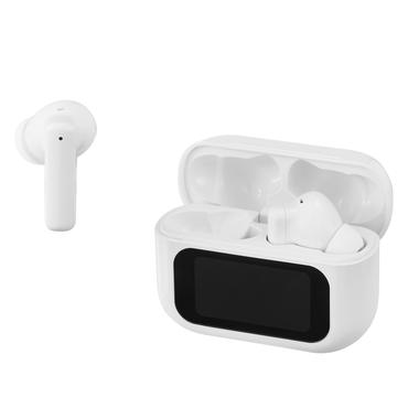 T600 TWS earphones with LCD, ANC and ENC, white