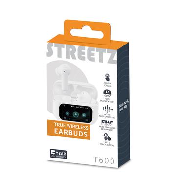 T600 TWS earphones with LCD, ANC and ENC, white