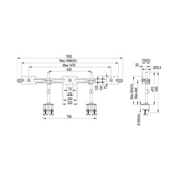 Multibrackets M VESA Desktopmount Triple Desk Clamp monteringssats - f&ouml;r 3 LCD-bildsk&auml;rmar - svart
