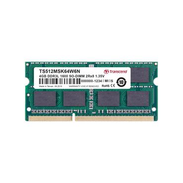 Transcend - 4GB - DDR3L RAM - 1600MHz - SO DIMM 204-PIN - Ikke-ECC - CL11