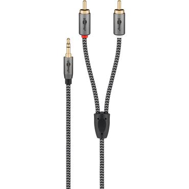Audio Adapter Cable AUX, 3.5 mm Jack to Stereo RCA Plug, 5 m, Sharkskin Grey