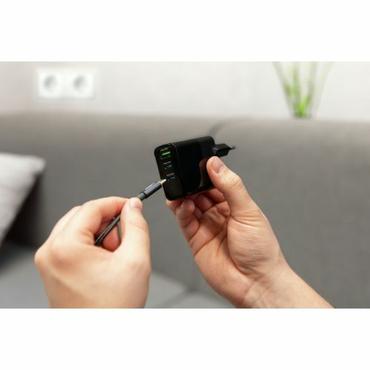 HC365PD GAN OPLADER 65W 2X USB-C 1X USB-A PD QC PPS MED DISPLAY