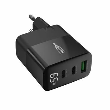 HC365PD GAN OPLADER 65W 2X USB-C 1X USB-A PD QC PPS MED DISPLAY