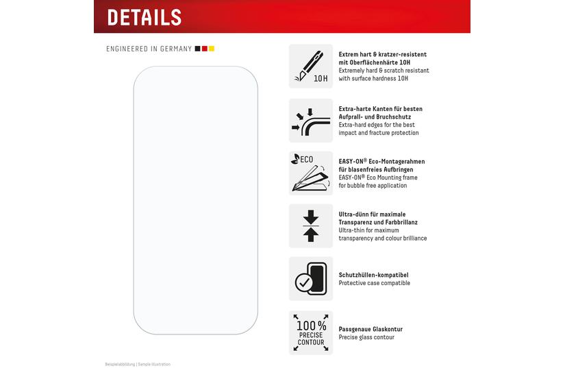 Displex Screen Protector (10H) for Samsung Galaxy S24/S25, Eco Mounting Frame, scratch resistant