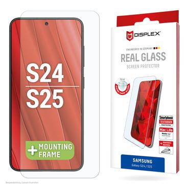 Displex Screen Protector (10H) for Samsung Galaxy S24/S25, Eco Mounting Frame, scratch resistant